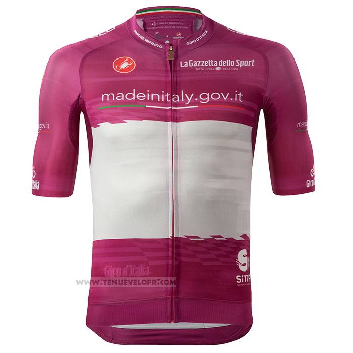 2023 Maillot Cyclisme Giro d'Italia Violet Blanc Manches Courtes et Cuissard